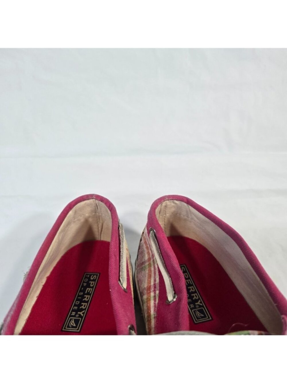 Sperry Top Sider Plaid Sequin Boat Shoes Women Size 9 Pink Pastel Coastal Preppy - Picture 9 of 10